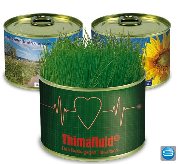 Sonnenblumen oder Gras aus der Dose als Werbemittel