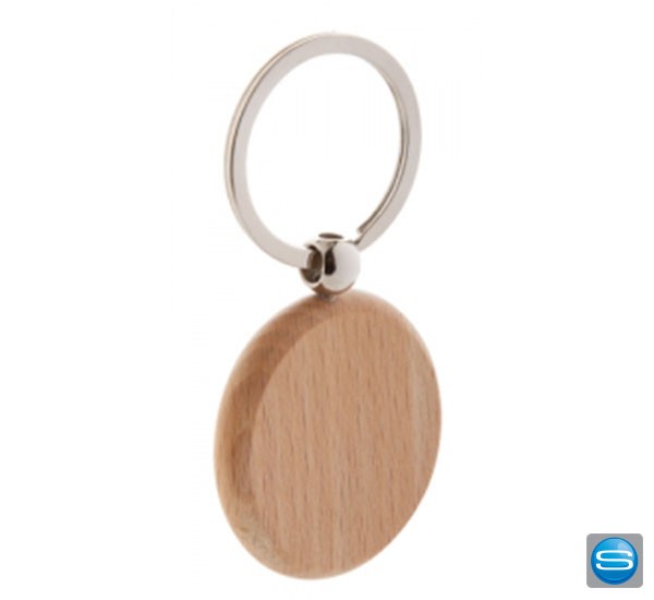Runder Schlüsselanhänger aus Holz als Werbegeschenk
