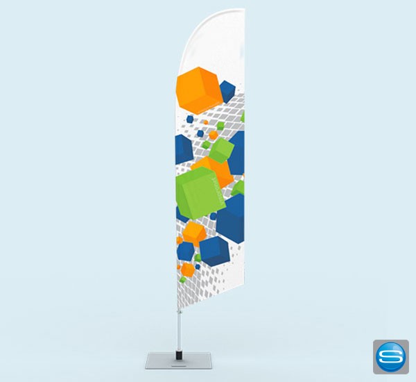 Bowflag mit schräger Unterkante individuell bedruckt