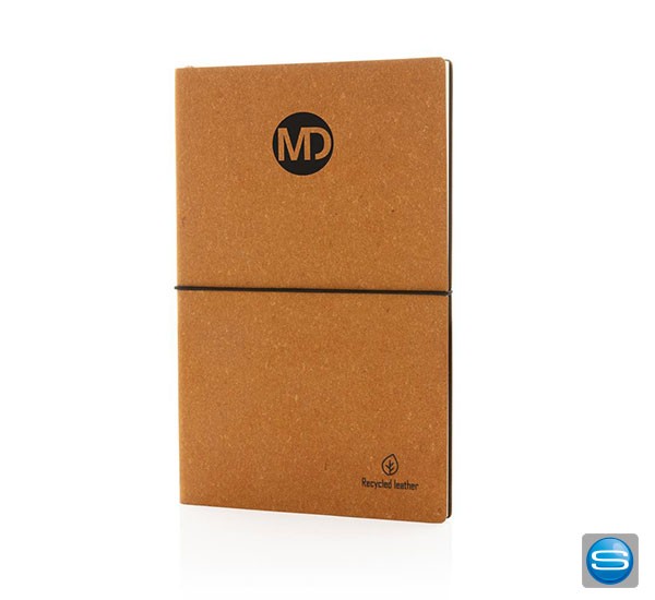 Stylisches Notizbuch A5 aus recyceltem Leder mit Logodruck