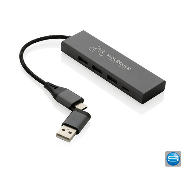 Hub mit 3 USB-Anschlüssen mit Ihrer Werbung bedrucken