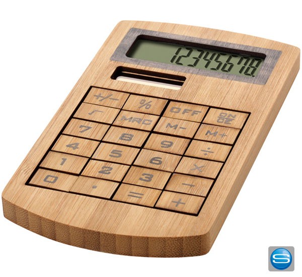 Taschenrechner aus Bambus - Umweltfreundlicher Werbeträger