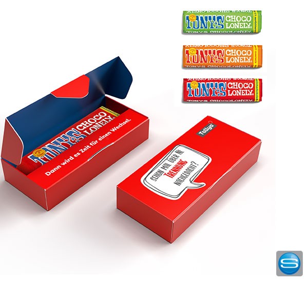 Tony's Chocolonely Riegel in bedruckbarer Kartonage