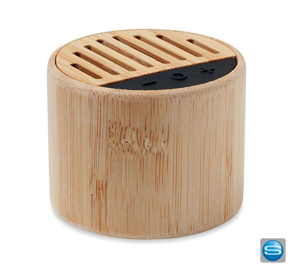 Wireless Lautsprecher mit Bambus-Dekor als Werbeträger
