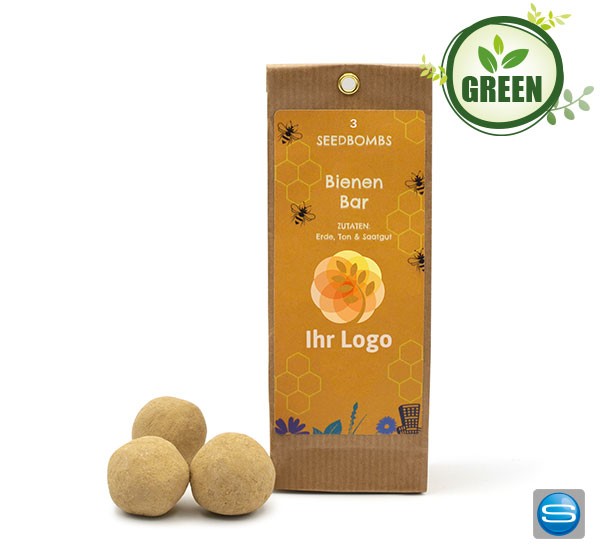 3 Samenbomben im Tütchen mit Aufdruck