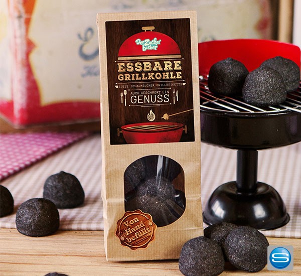 Essbare Grillkohle Marshmallows als Werbemittel