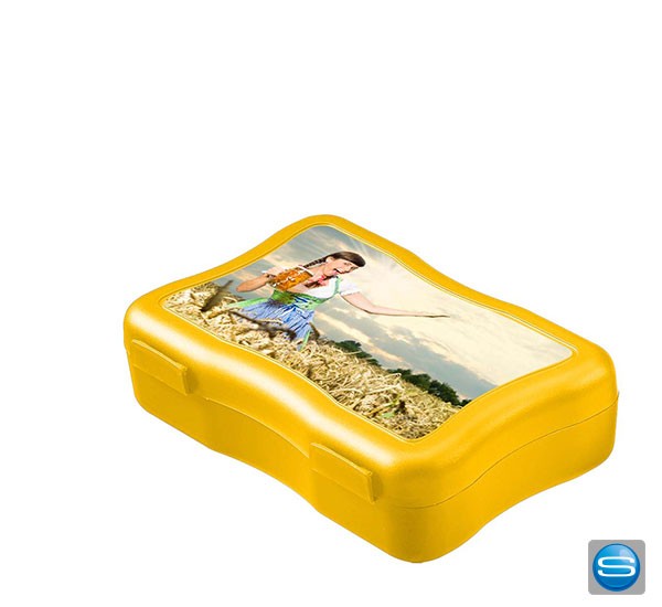 Kleine Brotzeitdose im Wellen-Design. Praktisches Werbegeschenk für Ihre Kunden