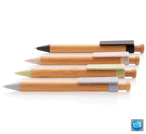 Bambus-Stift mit Weizenstroh-Clip mit Logo