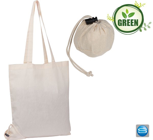 Faltbare Baumwolltasche mit Platz für Ihre Werbebotschaft