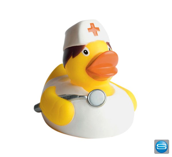 Krankenschwester Quietscheente als Werbegeschenk