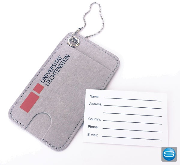 Kofferanhänger aus Papyr mit Logo bedrucken