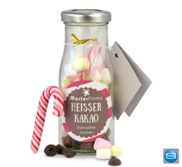 Heiße Schokolade in der Flasche als Werbegeschenk