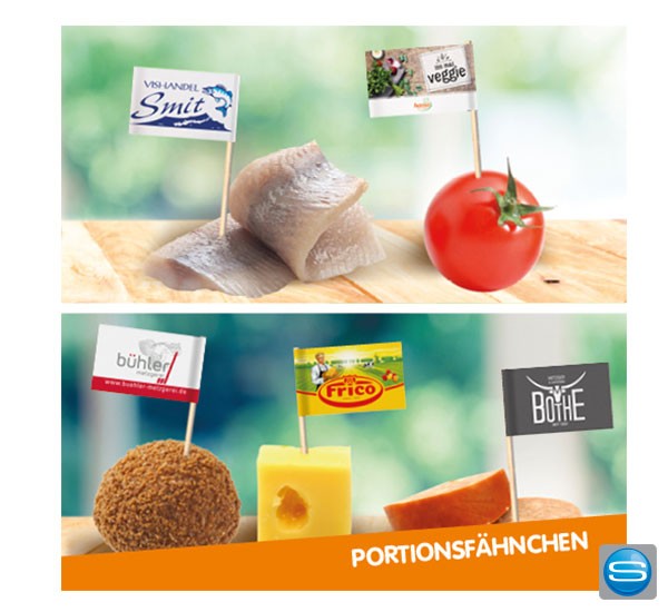 Portionsfähnchen - Partypicker mit Logo bedrucken