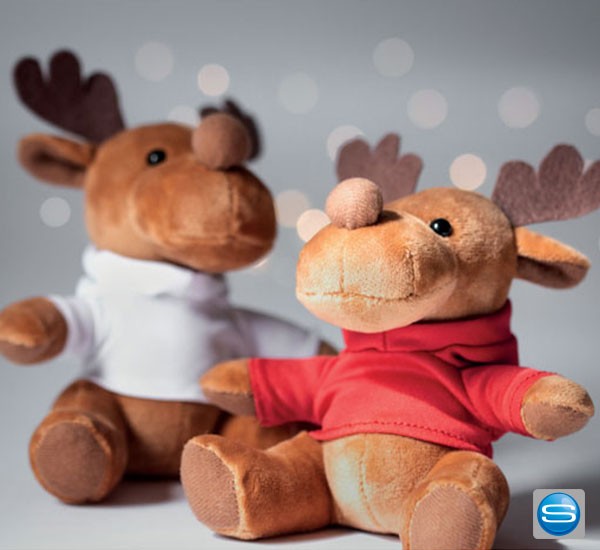 Plüsch-Rentier als kuschliges Werbegeschenk zu Weihnachten