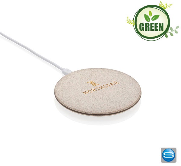 Stylischer Weizenstroh wireless charger mit Logo