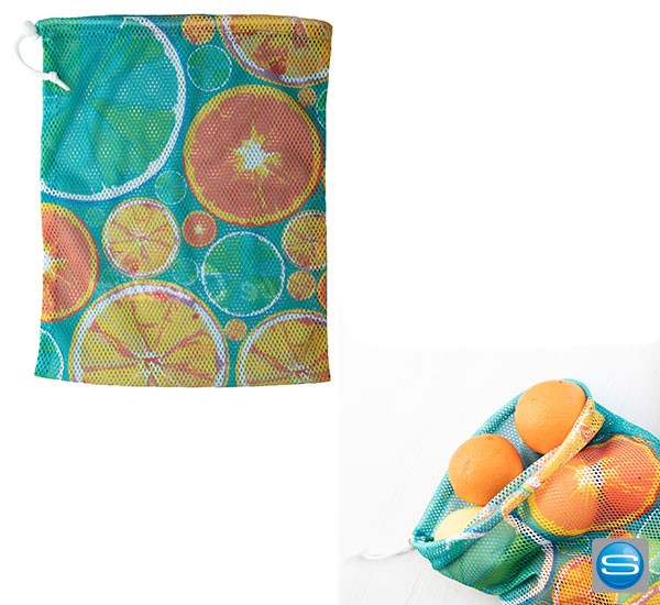 Obst-/Gemüsebeutel aus Mesh mit vollflächigem Druck