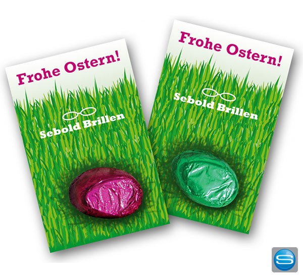 Pralinen-Ei auf Trägerkarte