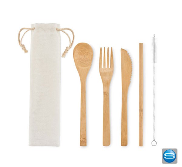 Wiederverwendbares Besteck-Set im Canvas-Beutel