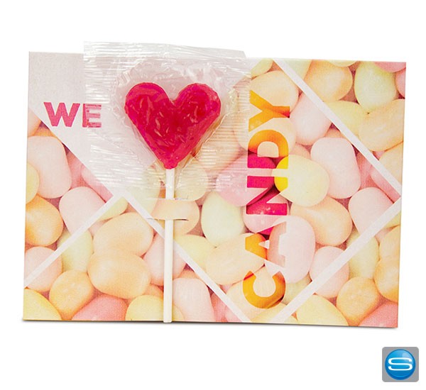 Herzlolli auf bedruckbarer Grußkarte