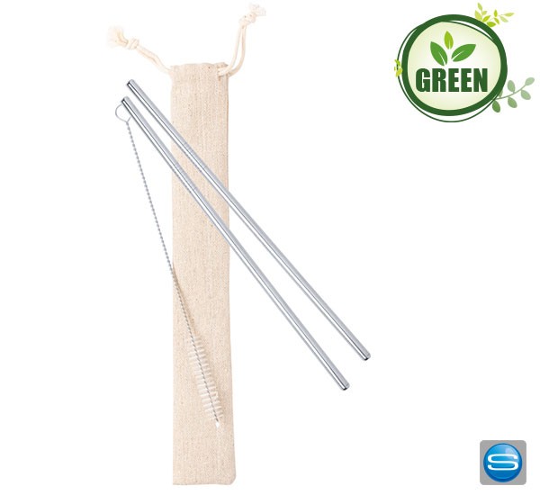 Gravierbares Trinkhalm Set als Werbeträger