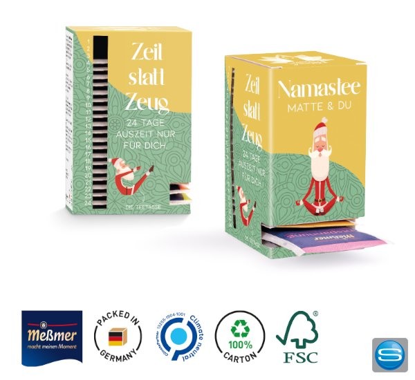 Tee Adventskalender - Tee Tower mit Meßmer Tee als Werbeartikel