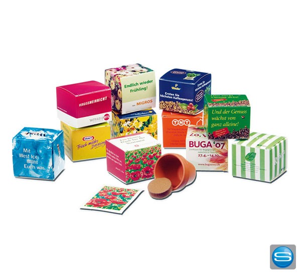 Saat-Würfel mit eigener Werbung