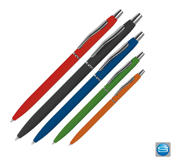 Gummierter Metallkugelschreiber gravierbar mit Logo