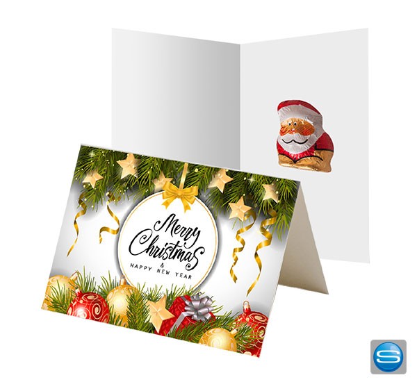 Weihnachtsmann auf Werbekarte als Giveaway