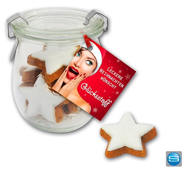 Zimtsterne im Weckglas als Werbepräsent