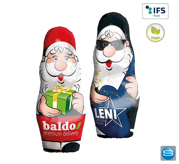 Schoko Weihnachtsmann mit individueller Bedruckung
