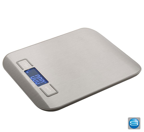 Küchenwaage aus Edelstahl mit Logo gravierbar