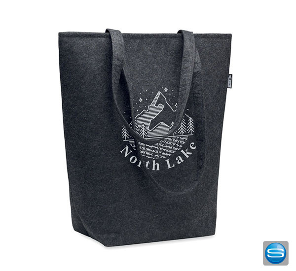 Einkaufstasche aus RPET-Filz als Werbegeschenk mit Logo