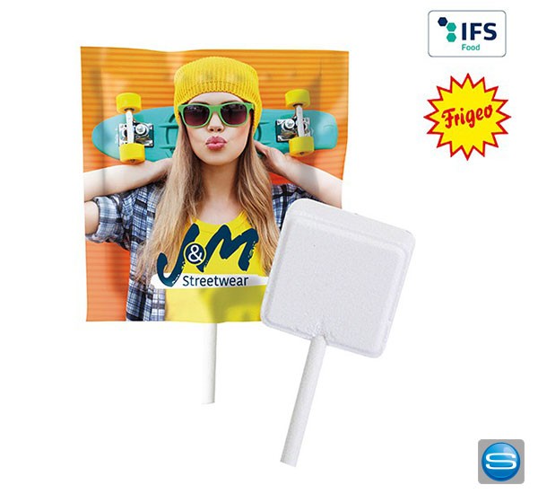 Traubenzucker-Lolly von Frigeo mit Ihrer Werbung bedruckt