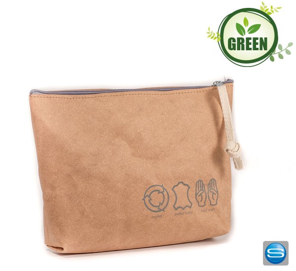 Kosmetiktasche aus Recyclingleder mit eigenem Logo