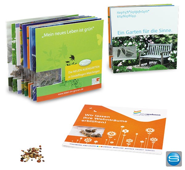 Samen-Karte mit Sichtfenster als Werbeartikel