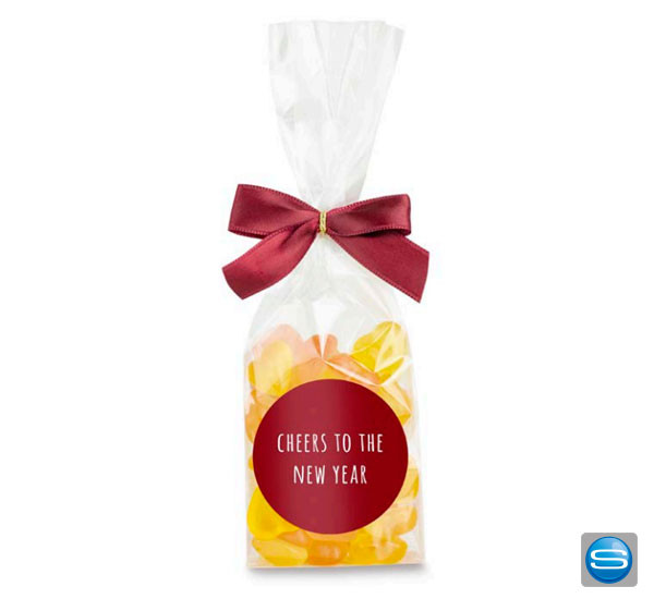 Fruchtgummi-Herzen mit Secco Geschmack mit Ihrem Logo