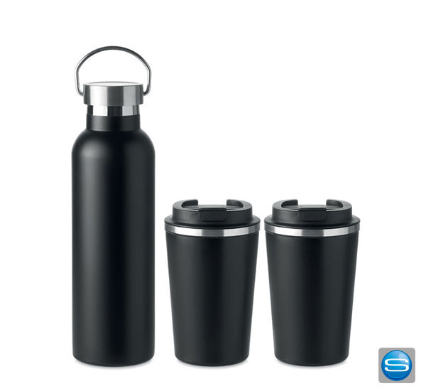 Edelstahl Set Flasche und Becher mit Ihrem Fimrenlogo