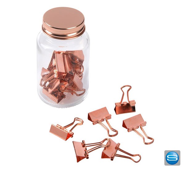 Dokumentenklammern im Glas mit Logodruck