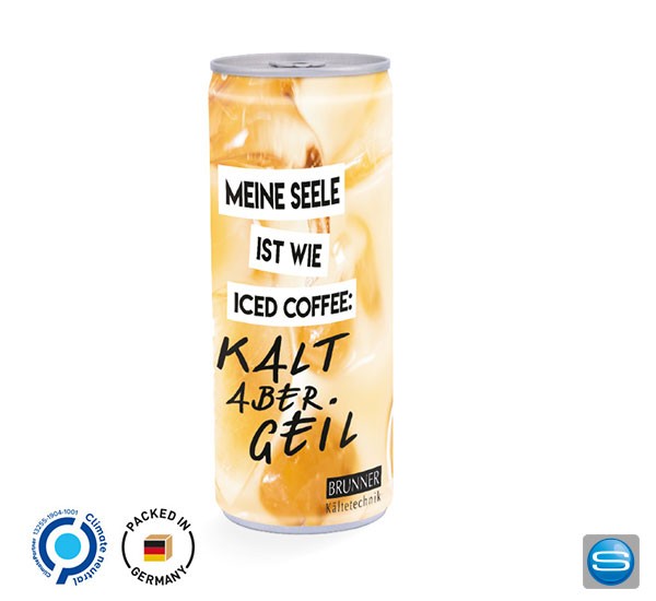Eiskaffee in der Dose mit Logodruck