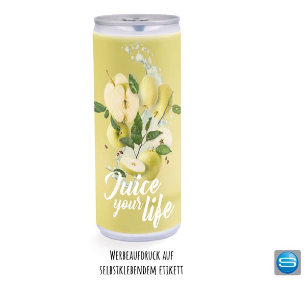 Apfelschorle in bedruckbarer Dose mit Ihrem Logo