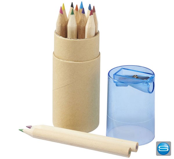 Buntstifte mit Spitzer im Set als bedruckbares Werbegeschenk