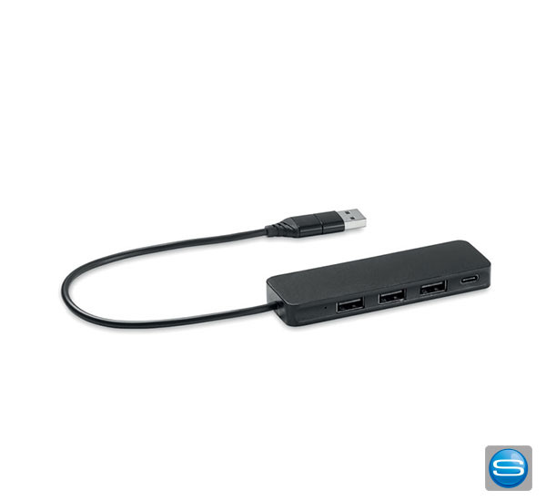 4 Port USB Hub mit Ihrem Slogan veredelt