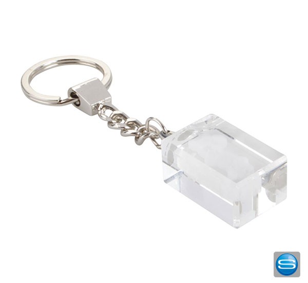 Glas Quader mit 3D Gravur als Schlüsselanhänger