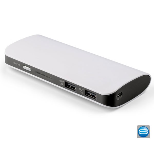 Powerbank 10.000 mAh in ergonomischer Form mit Logo bedrucken