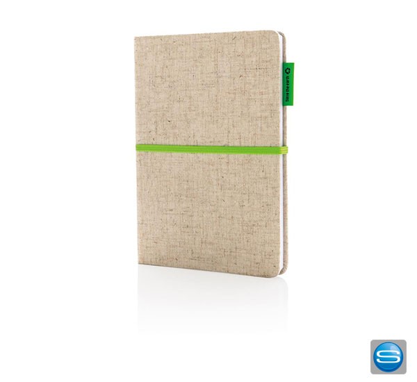 A5 Eco Jute Baumwoll-Notizbuch mit Werbung bedruckt