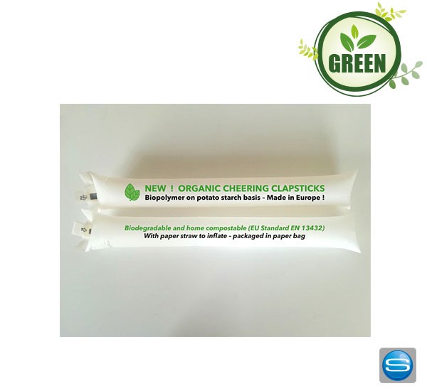Bio Klatschstangen zum Aufblasen mit Logodruck