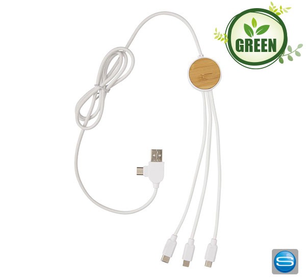 Extra langes Ladekabel mit Bambusgehäuse bedrucken