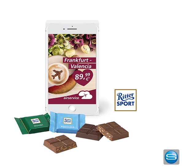 Ritter Sport Täfelchen in bedruckter Präsentbox