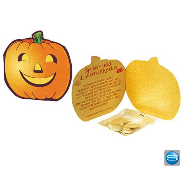 Klappkärtchen mit Kürbissamen