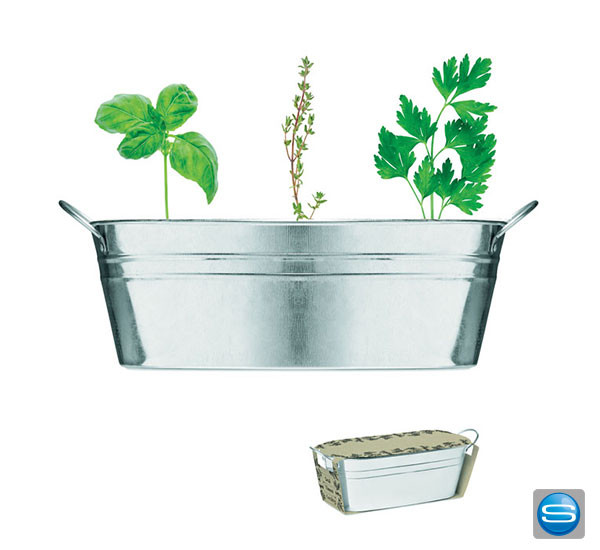 Pflanzenkübel mit Kräutersamen als Werbegeschenk